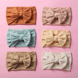 Baby Girls Headband Solid Girl Knotted Tiara Wide Brim Headbands Bow Nylon Jacquard Hairband Candy Colour Fashion Hair Accessories 33 Colours B7749