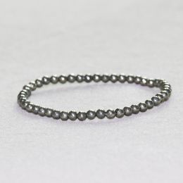 MG0001 Wholesale 4 mm Mini Gemstone Bracelet A Grade Natural Pyrite Bracelet Women`s Yoga Energy Protection Jewellery
