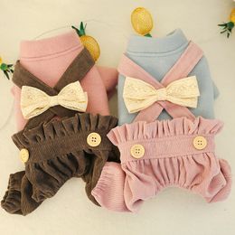 Dog Apparel Pet clothes autumn and winter Teddy Bichon puppies cat bloomers bow overalls