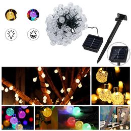 Solar Powered 12M 100 LED Crystal Ball String Fairy Light for Garden Christmas Tree Decorations Lights Outdoor Decor - Multicolor