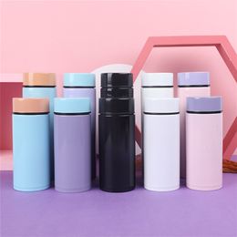 200/300ml Mini Plain Stainless Steel Thermos Mug Water Bottle For Kids Girls Outdoor Travel Tea Coffee Vacuum Flask Thermal Cup 210809