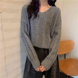 High Quality Korean INS Autumn Winter Women Long Sleeve Knitted Pull Femme Casual Sweater Top Pullover Jumper Knitwear 210514