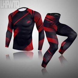 Brand Winter Thermal Underwear Sets Men Long Johns Thermal Thermo Clothes Men's clothing compression men t-shirt leggings 211110