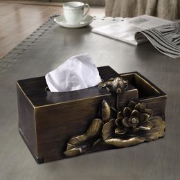 Tissue Boxes & Napkins Chinese Style Household Supplies Box Ornaments Antique Art Living Room Office Lotus Rectangular