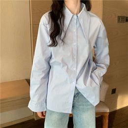 All Match Brief Casual Streetwear Women OL Solid Office Lady Femme Tops Shirts Girls Loose Stylish Blouses 210421