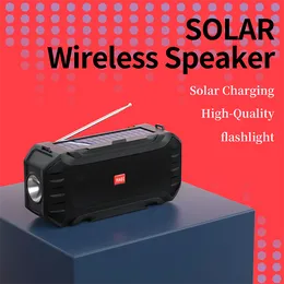 Solar Charge Bluetooth Speaker with Flashlight Portable Wireless Stereo Loudspeaker Soundbox Outdoor Supports FM Radio USB Disc TF MP3 Music Player