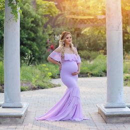 Pregnancy Dress Maternity Dresses For Photo Shoot Mermaid Pregnant Women Dress Maternity Clothes Photography Props Maxi Gown Q0713