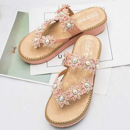 fashion Women Sandals Bohemian s Flower Beach Flip Flops Large Size Comfortable Flat Shoes buty damskie xx3 210625