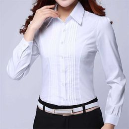 Korean Women Shirts Office Lady White Shirt Long Sleeve Woman Blouse Tops Plus Size 5XL Blusas Mujer De Moda 210531