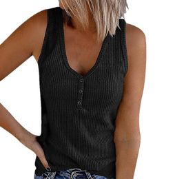 Sexy Tank Female Tops Summer Beach Black White Shirt Women Sleeveless Knitting Blouses Casual V-Neck Button Plus Size Shirts 5XL tshirts xl