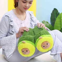 Plush Avocado Slippers Fruit Toys Cute Pig Cattle Warm Winter Adult Shoes Doll Women Indoor Household Products H1122