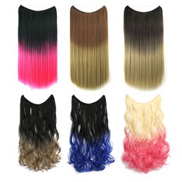 24 inches Ombre Colour Loop Micro Ring Hair Extensions Straight Wave Synthetic Fish Line Weft Bundles MW-8006B