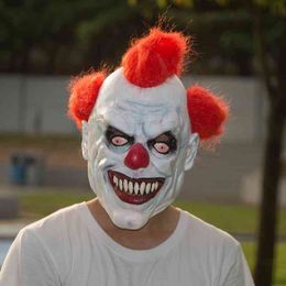 Mask Halloween Horror Costume Props Spooky Smiling Clown Cosplay Headgear Terror Party Escape Dress Up