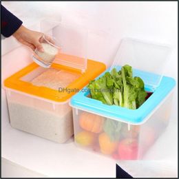 Storage Housekee Organisation Gardenstorage Bottles & Jars 10L Rice Box Grain Cereal Dispenser Home Kitchen Flour Container Buckettransparen