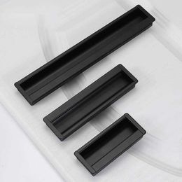 Black slotted Closet Door Drawer dark handle lengthened 1m modern simple invisible furniture embedded