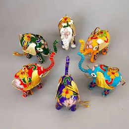 Colorful Enamel Elephant Charm Key Chain Cloisonne Filigree Animal Car Keys Charms Decorations Christmas Tree Bag Necklace Pendant Gifts with box