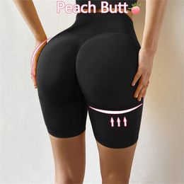 Slim Fit High Waist Yoga Hip Push Up Women Plain Soft Nylon Fitness Running Tummy Control Workout Gym Shorts