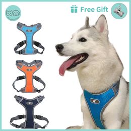 Dog Harness Vest Adjustable Reflective Breathable Mesh Harnesses For Medium Large Breast-band Husky Alaskan Pet Accessories 210830