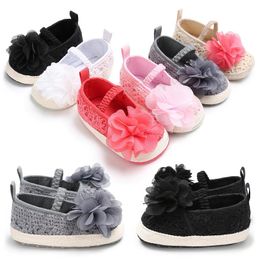 First Walkers Born Baby Prewalker Soft Bottom Anti-slip Shoes Footwear Classic Princess Girl Crib Lace Flower