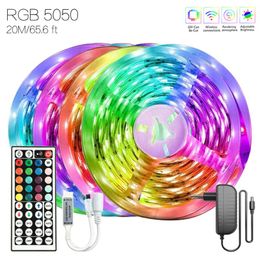 65.6 Ft (20M) Outdoor Lighting Waterproof Flexible Lamp Tape Infrared Control RGB For Home Ceiling Festival Birthday Party LED Strips