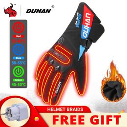 DUHAN Motorcycle Gloves Winter Waterproof Heated Guantes Moto Touch Screen Battery Powered Motorbike Racing Riding Gloves New H1022