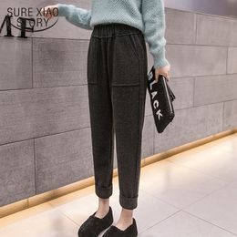 Thick Loose Fashion Ankle-length High Waist Harem Pants Women Autumn Winter Casual Warm Trousers 7279 50 210417