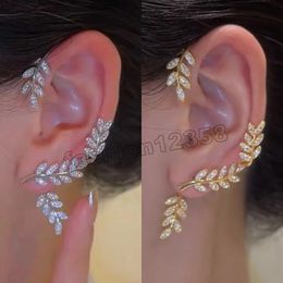 Sparkling Crystal Leaf Ear Clip Non-Piercing Earring For Women Fashion Leaves Butterfly Ear Cuff Clip Jewellery Gift