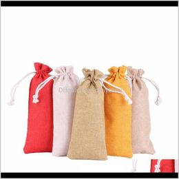 Pouches, Bags Packaging & Display Drop Delivery 2021 10Pcs/Lot Linen Beam Pocket Scraping Plate Jewellery Hairpin Bracelet Gift Dstring Small B