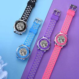 LMJLI - PANARS 2019 Kids Colorful Fashion Children's Watches Hollow Out Band Waterproof Alarm Clock Multi-function Watches for Students