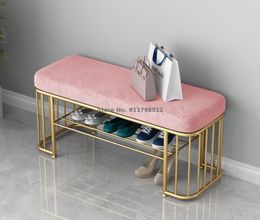 Clothing & Wardrobe Storage Nordic Iron Art Shoe Changing Stool Long Home Bed End Trying On Fitting Room Bench Shopping Mall