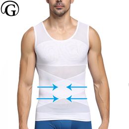 Men Body Shaper Slimming Waist Vest Posture Undershirt Control Chest Trainer Tops Sleeveless