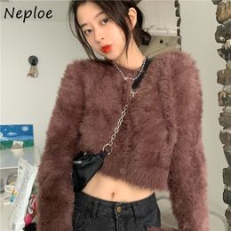 Neploe Loose Crazy Style Pullover Knit Sweater Women O Neck Pullover Long Sleeve Pull Femme Spring Sueter Solid 210510