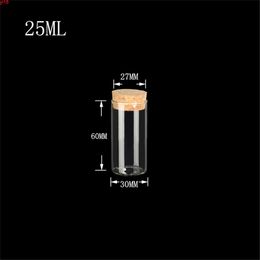 30*60mm 25ml Glass Vials Jars Test Tube With Cork Stopper Empty Transparent Clear Bottles 50pcs/lotgood qty