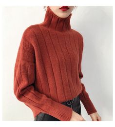 H.SA Women Sweaters Winter Turtleneck Warm Pull Jumpers Striped Knitted Long Sleve Basic Sweater Tops Linning 210417