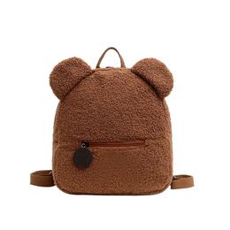 3pcs Backpack Women Plush Bear Shaped Backpacks Female Simple Shoulder Bag Mix Colour Winter