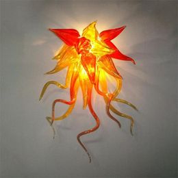 Art Deco Custom Made Wall Lamps 100% Hand Blown Amber Colour Crystal Lamp with Bulbs Bedroom LED Sconce Night Light 30*50cm