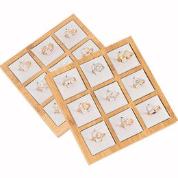 9 Grid Finger Ring Earring Storage Jewelry Display Showcase Trays Wooden Bamboo Fashion Accessories Organizer Box