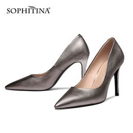SOPHITINA Office Lady Shoes Stiletto High-heeled Pointed Work Shoes Handmade Embossed Party Sexy Solid Colour Female Pumps AO295 210513