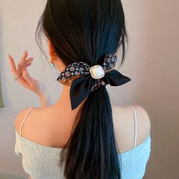 New Fashion Korean Women's Ponytail Hair Accessories Temperament Sweet Girl Imitation Pearl Fabric Large Intestine Hair Ring