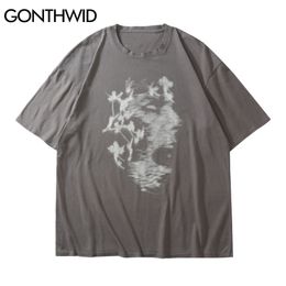 Tshirts Streetwear Hip Hop Creative Punk Rock Gothic Short Sleeve T-Shirt Harajuku Casual Cotton Tops 210602