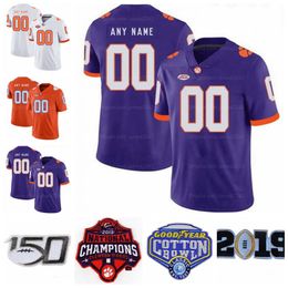 Custom 2021 College Football Jersey Trevor Lawrence Travis Etienne Jr. Tee Higgins Justyn Ross Sammy Watkins Tyler Davis Alex Spence Stitched White Orange Purple