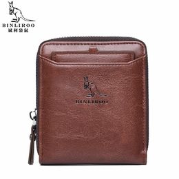 Men Leather Zipper Business Holder Blocking Pocket Coin Purse High Quality Wallets