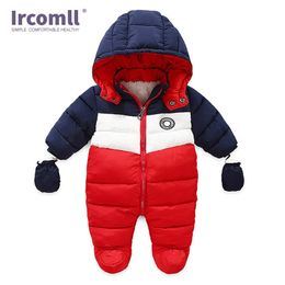 Ircomll Fashion Baby Winter&Autumn Clothes born infant Jumpsuit Inside Fleece Rompers Autumn Overalls Children Outerwear 210816