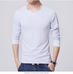 Men's T shirt 3 Basic Colours Long Sleeve Slim T-shirt young men Pure Colour tee shirt 3XL size O neck