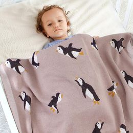 Autumn Winter Infant Baby Boy Girl Penguin Knit Blanket born Quilt Boys Girls Hold 210429