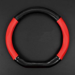 Steering Wheel Covers For 2021 Xpeng P7 Genuine Leather Cover Carbon Fibre Grip Hands-free Anti-skid Car Accessories