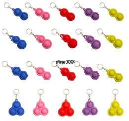 Enkel Dimple Toy Keychain Push Bubble Fidget Leksaker Key Ring Holder Bag Pendant Stree Relief