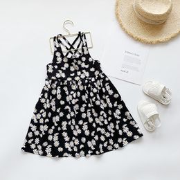 Girl Dress Summer Children Clothes Chiffon Holiday Style Baby Fashion Floral Sling Princess 210515