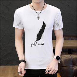 Casual linen men's summer thin section trend Korean version of the handsome personality Slim short-sleeved t-shirt 210420