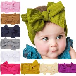 12 Colours Baby Knot Headband Girls big bow headbands Elastic Bowknot hairband Turban Headwear Head Wrap Hair Band Accessories